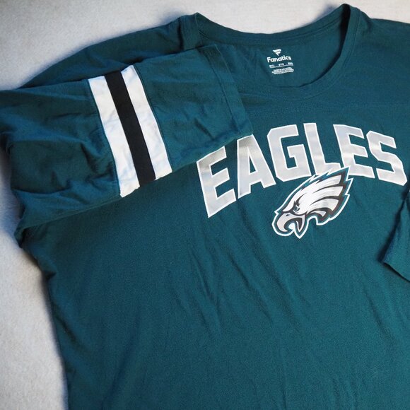 Fanatics NFL Eagles Women's 3/4 Sleeve Shirt XXL Stripes - Pre-owned (Defect) - Picture 1 of 9